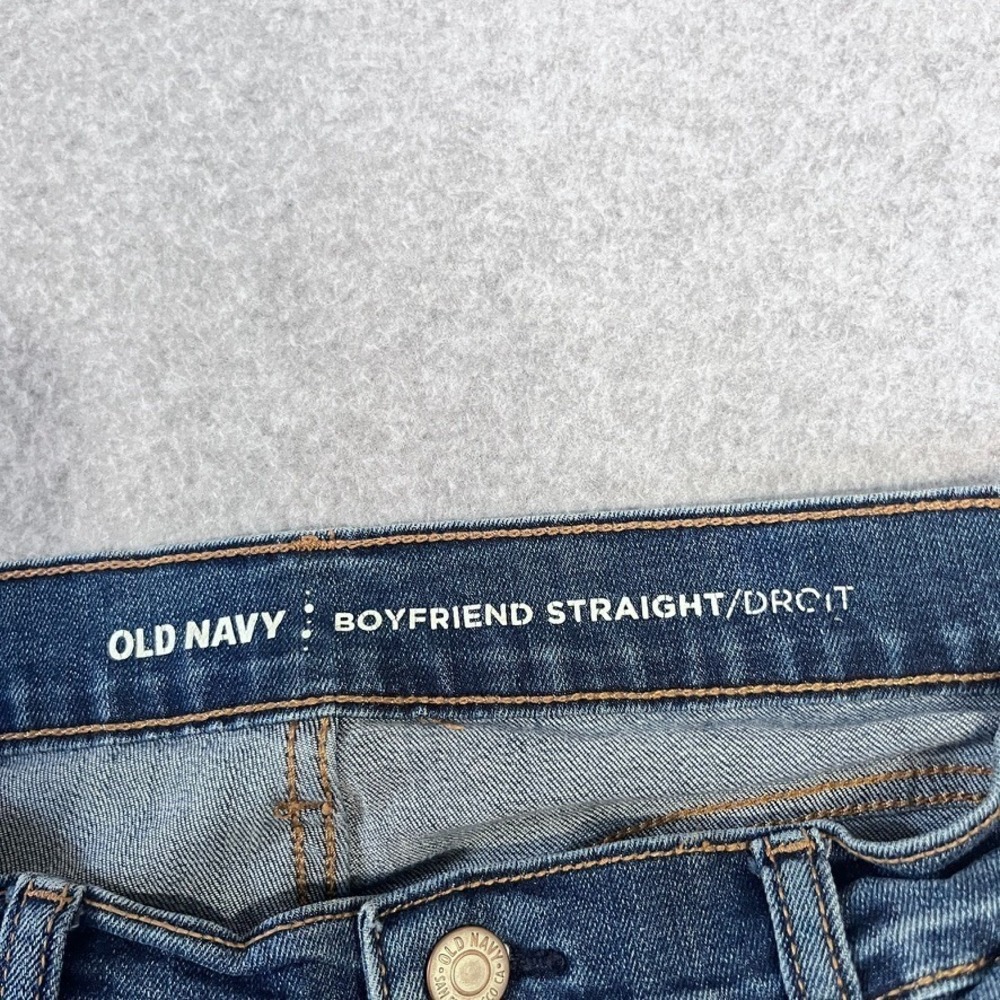 Old Navy Jeans Womens 2 Blue Boyfriend Straight Patchwork Distressed Faded Denim - Picture 10 of 12